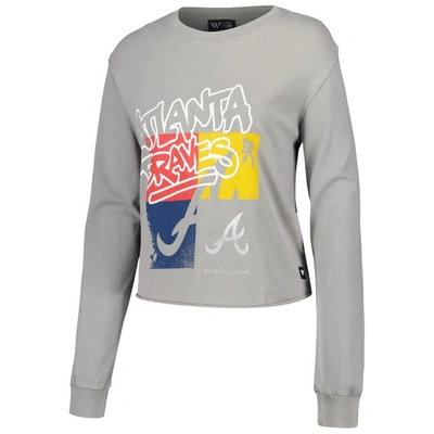 Shop The Wild Collective Gray Atlanta Braves Cropped Long Sleeve T-shirt