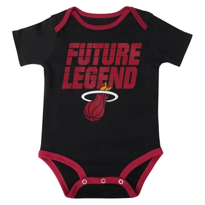 Miami Heat Infant Bank Shot Bodysuit, Hoodie T-Shirt & Shorts Set - Black/ Red/Gray