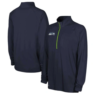 Shop Outerstuff Navy Seattle Seahawks Combine Authentic Raglan Quarter-zip Top