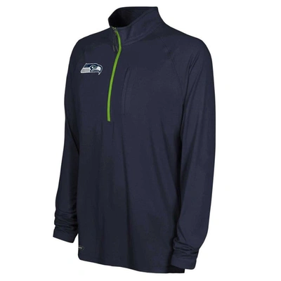 Shop Outerstuff Navy Seattle Seahawks Combine Authentic Raglan Quarter-zip Top