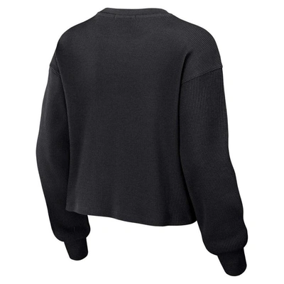 Shop Wear By Erin Andrews Black Las Vegas Raiders Waffle Knit Long Sleeve T-shirt & Shorts Lounge Set