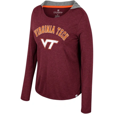 Shop Colosseum Maroon Virginia Tech Hokies Distressed Heather Long Sleeve Hoodie T-shirt