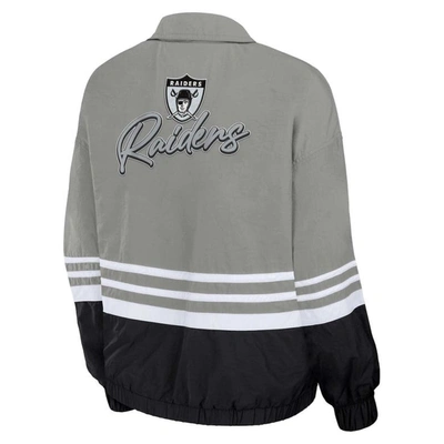 Shop Wear By Erin Andrews Silver Las Vegas Raiders Vintage Throwback Windbreaker Full-zip Jacket