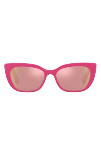 Shop Dolce & Gabbana 49mm Small Mirrored Cat Eye Sunglasses In Rose Gold