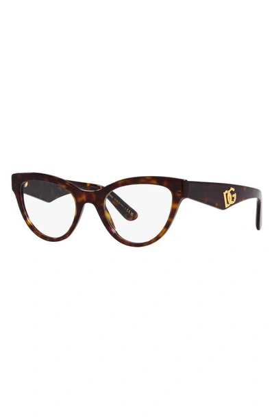 Dolce & Gabbana 52mm Butterfly Optical Glasses In Havana