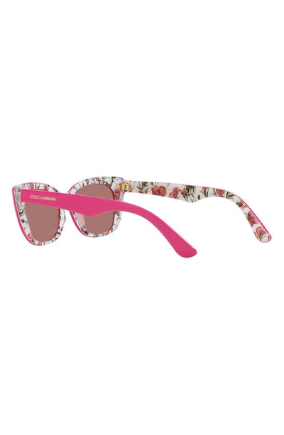 Shop Dolce & Gabbana 49mm Small Mirrored Cat Eye Sunglasses In Rose Gold