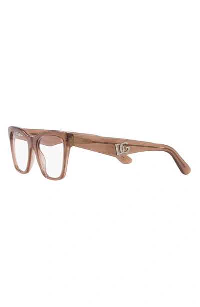 Shop Dolce & Gabbana 51mm Square Optical Glasses In Caramel