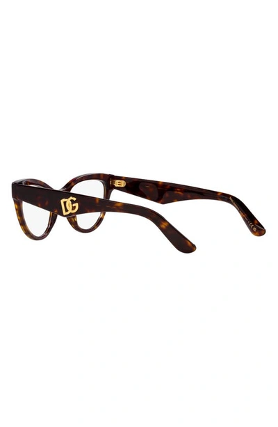 Dolce & Gabbana 52mm Butterfly Optical Glasses In Havana