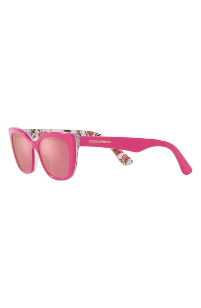 Dolce & Gabbana Dolce&gabbana 49mm Small Mirrored Cat Eye Sunglasses In Rose Gold