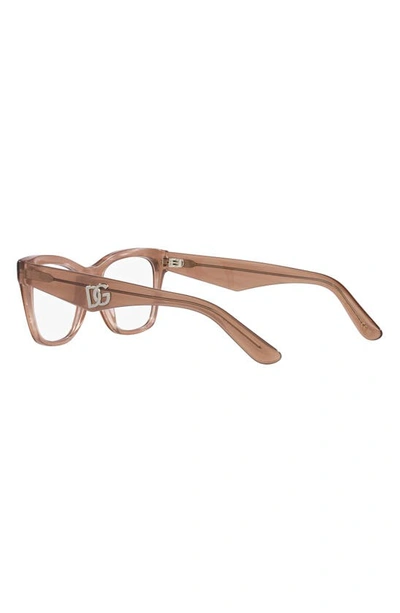 Shop Dolce & Gabbana 51mm Square Optical Glasses In Caramel