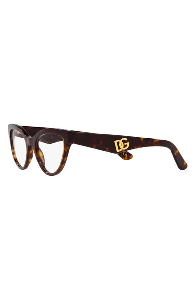 Dolce & Gabbana 52mm Butterfly Optical Glasses In Havana