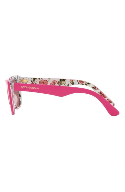 Dolce & Gabbana Dolce&gabbana 49mm Small Mirrored Cat Eye Sunglasses In Rose Gold