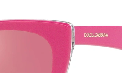 Shop Dolce & Gabbana 49mm Small Mirrored Cat Eye Sunglasses In Rose Gold