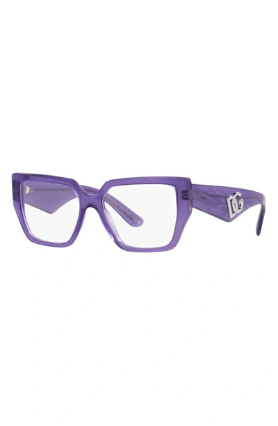 Shop Dolce & Gabbana 55mm Square Optical Glasses In Violet