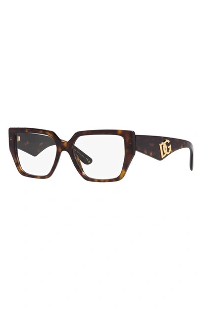 Shop Dolce & Gabbana 55mm Square Optical Glasses In Havana