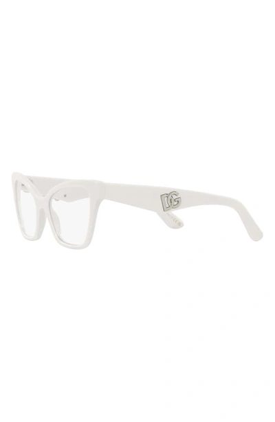 Shop Dolce & Gabbana 52mm Cat Eye Optical Glasses In White