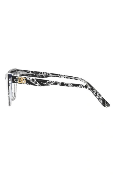 Shop Dolce & Gabbana 54mm Cat Eye Optical Glasses In Black Lace