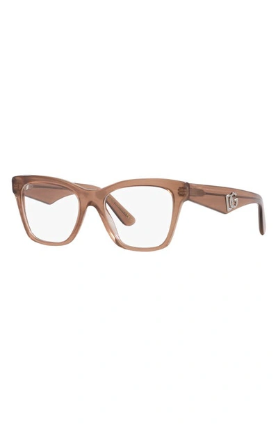 Shop Dolce & Gabbana 53mm Square Optical Glasses In Caramel