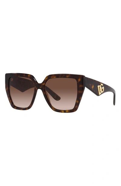 Shop Dolce & Gabbana 55mm Gradient Square Sunglasses In Havana