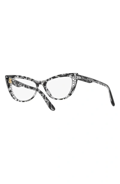 Shop Dolce & Gabbana 54mm Cat Eye Optical Glasses In Black Lace