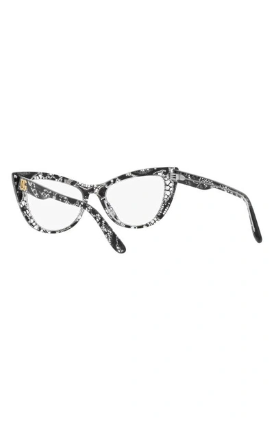 Dolce & Gabbana 54mm Cat Eye Optical Glasses In Black Lace