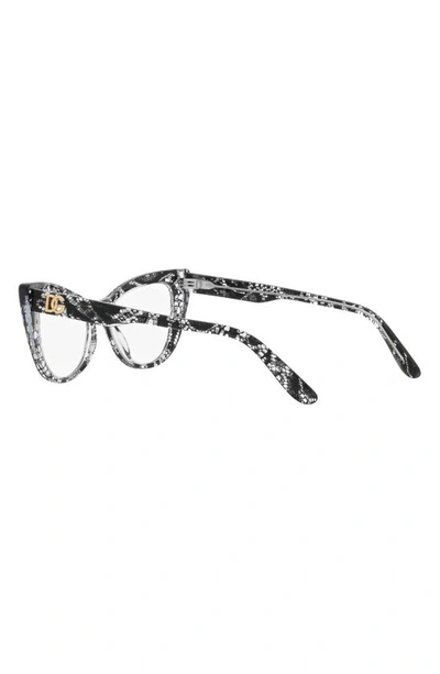 Shop Dolce & Gabbana 54mm Cat Eye Optical Glasses In Black Lace