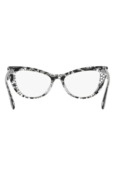 Shop Dolce & Gabbana 54mm Cat Eye Optical Glasses In Black Lace