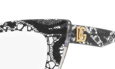 Shop Dolce & Gabbana 54mm Cat Eye Optical Glasses In Black Lace