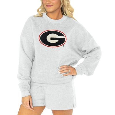 Shop Gameday Couture Ash Georgia Bulldogs Team Effort Pullover Sweatshirt & Shorts Sleep Set