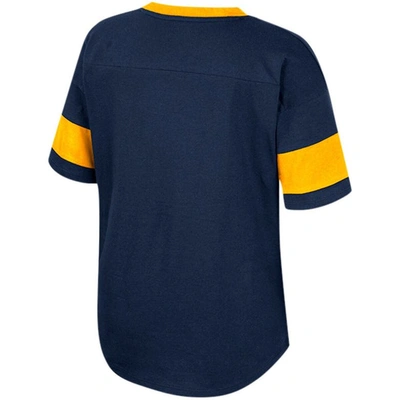 Shop Colosseum Girls Youth  Navy West Virginia Mountaineers Tomika Tie-front V-neck T-shirt