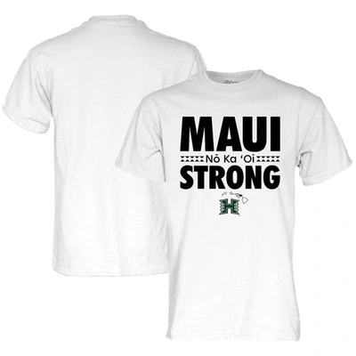 Shop Blue 84 White Hawaii Rainbow Warriors Maui Strong T-shirt