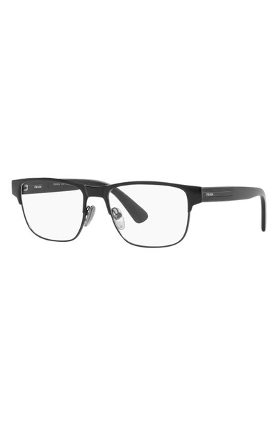 Shop Prada 55mm Square Optical Glasses In Matte Black
