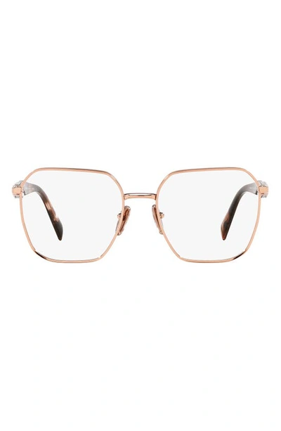 Shop Prada 53mm Square Optical Glasses In Pink Gold