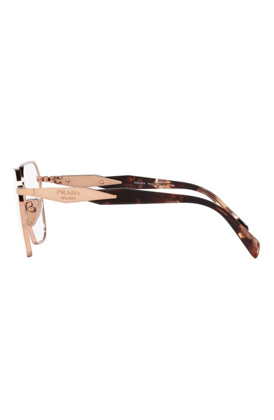 Prada 53mm Square Optical Glasses In Pink Gold