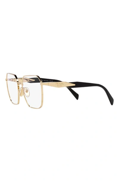 Shop Prada 53mm Square Optical Glasses In Pale Gold