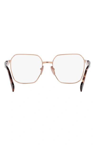 Shop Prada 53mm Square Optical Glasses In Pink Gold