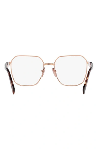 Prada 53mm Square Optical Glasses In Pink Gold