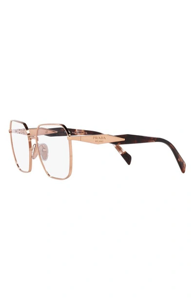 Prada 53mm Square Optical Glasses In Pink Gold