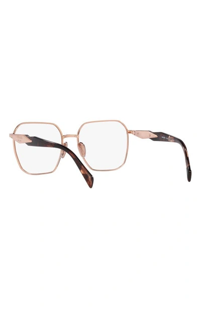 Prada 53mm Square Optical Glasses In Pink Gold
