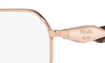 Prada 53mm Square Optical Glasses In Pink Gold