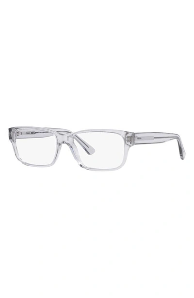 Prada 56mm Rectangular Optical Glasses In Shiny Gunmet