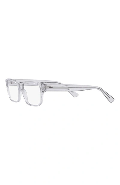 Prada 56mm Rectangular Optical Glasses In Shiny Gunmet