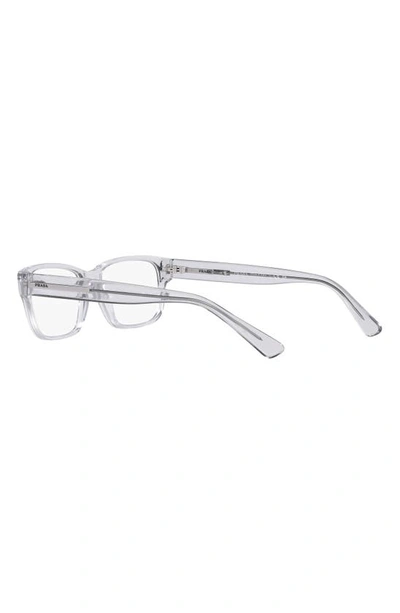 Prada 56mm Rectangular Optical Glasses In Shiny Gunmet