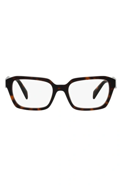 Shop Prada 55mm Square Optical Glasses In Dark Havana