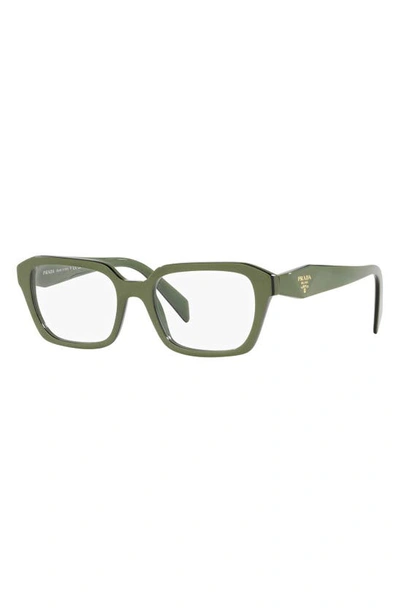Shop Prada 52mm Square Optical Glasses In Green