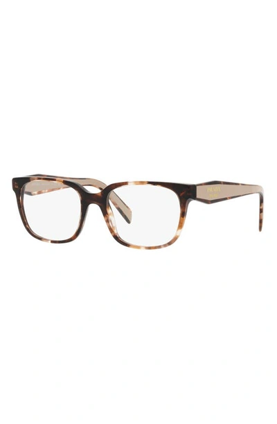 Prada 54mm Rectangular Optical Glasses In Caramel