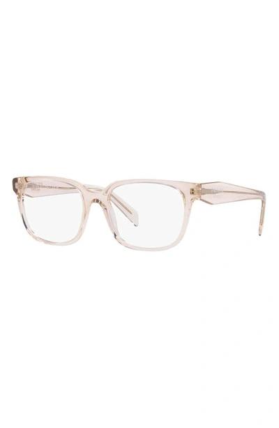 Prada 54mm Rectangular Optical Glasses In Crystal