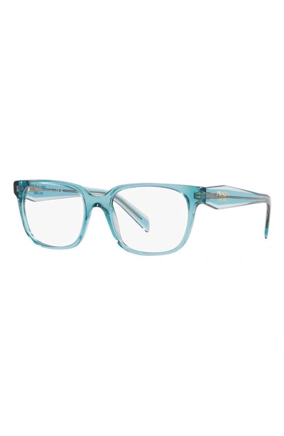 Prada 54mm Rectangular Optical Glasses In Blue