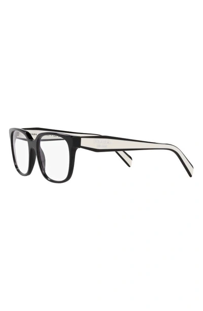 Prada 54mm Rectangular Optical Glasses In Black