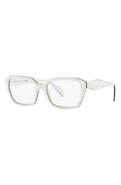 Shop Prada 54mm Rectangular Optical Glasses In White